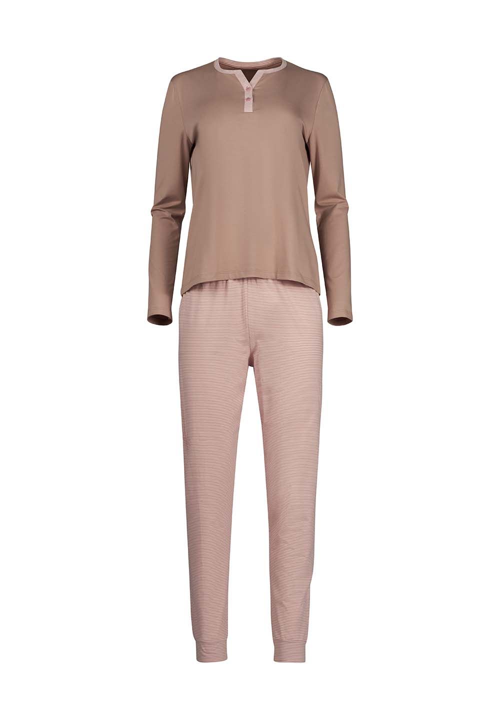 HUBER Basic T. pižama komplet dolga ženska mokka - slika 5