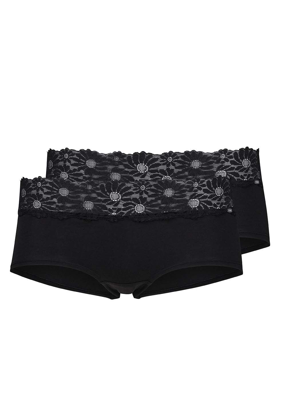 SKINY Basic Lace spodnje hlačke boksarice ženske Essentials Črne 2-kom - slika 4