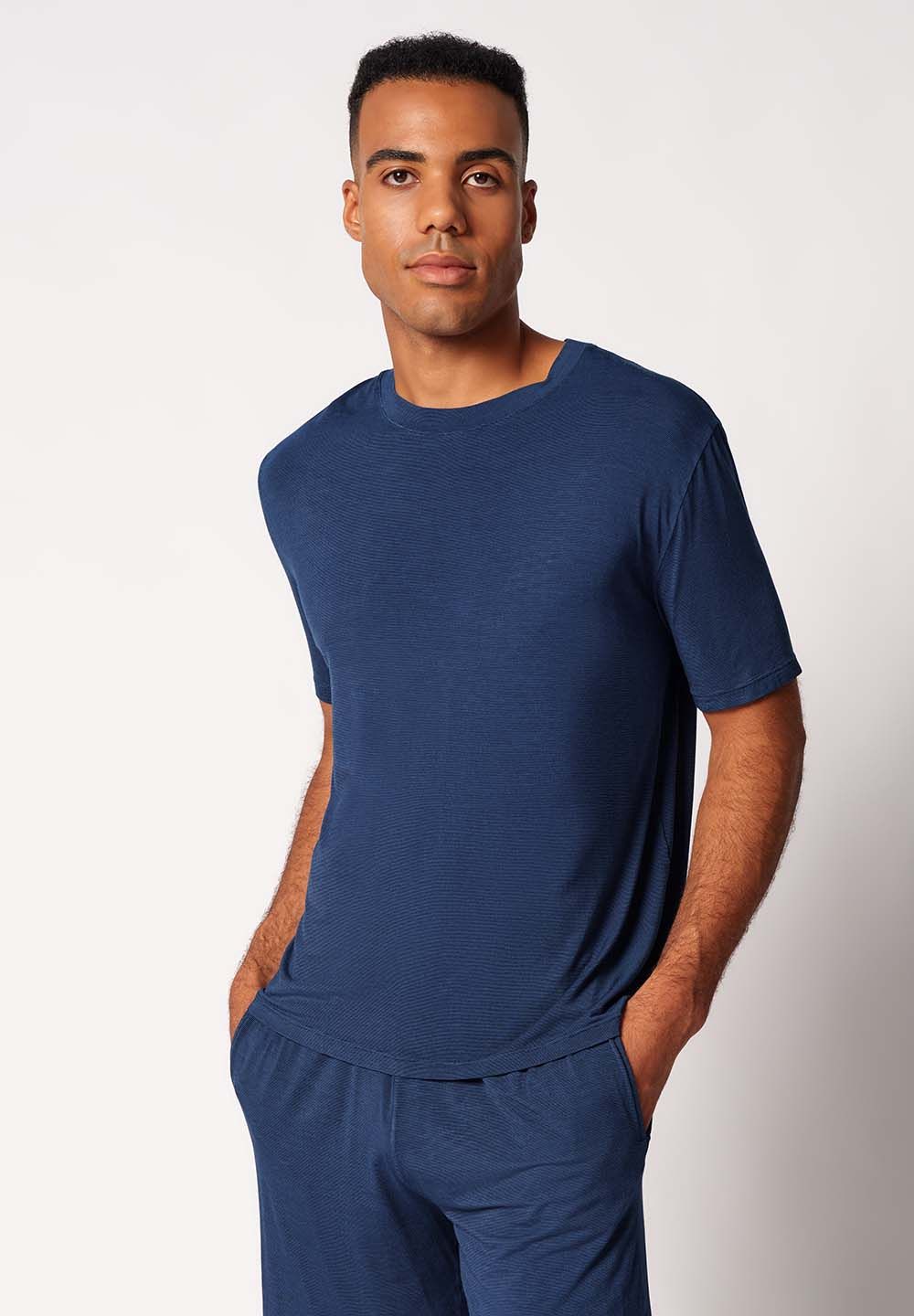 SKINY spalcna majica kratki rokavi moška CrownBlue Črte