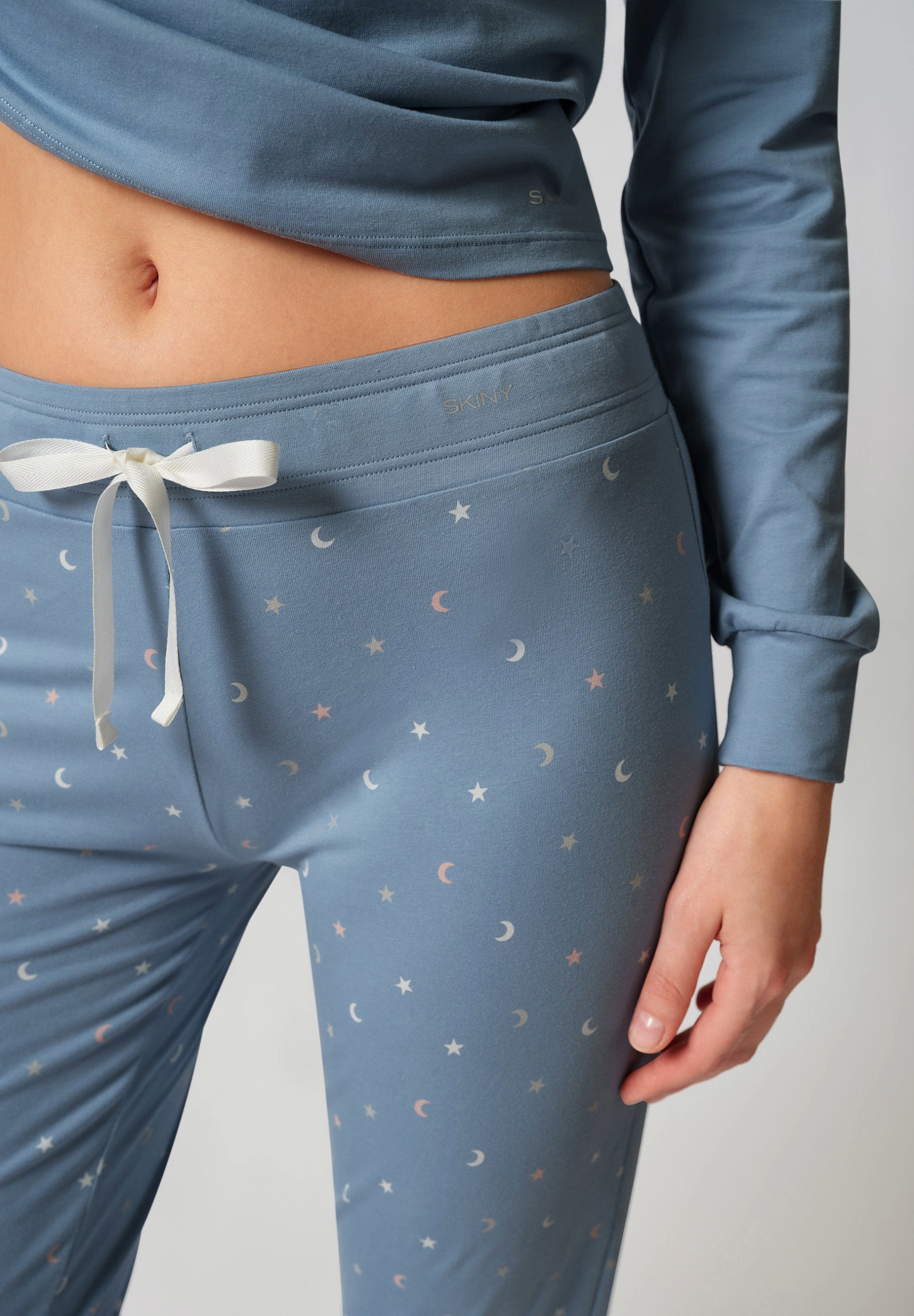 SKINY Basic M&M pižama spodnji del ženska modra Ashleyblue stars - slika 3